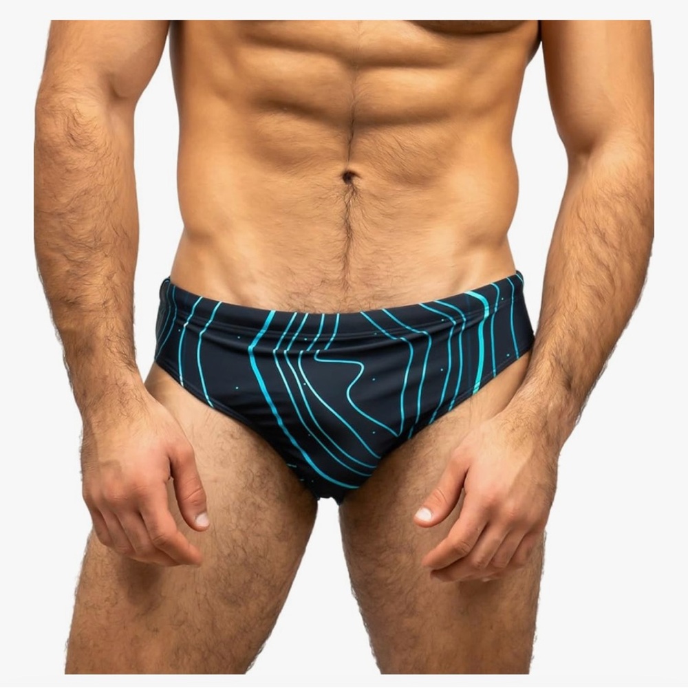 Taddlee NWT Men's Black and Blue Swim Briefs Size L